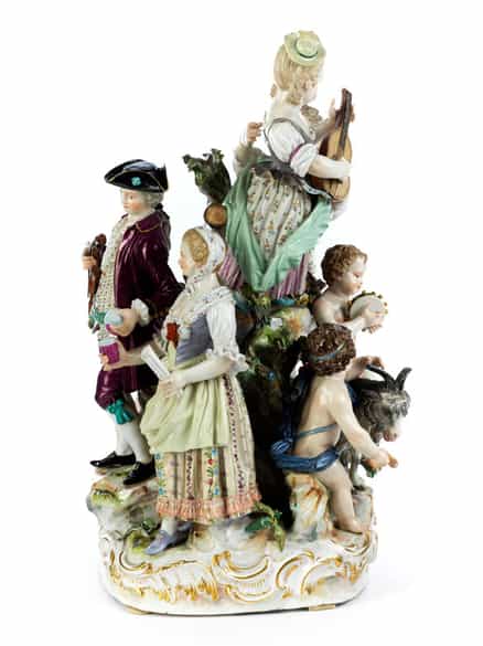 Detailabbildung: Große Meissener Porzellanfigurengruppe