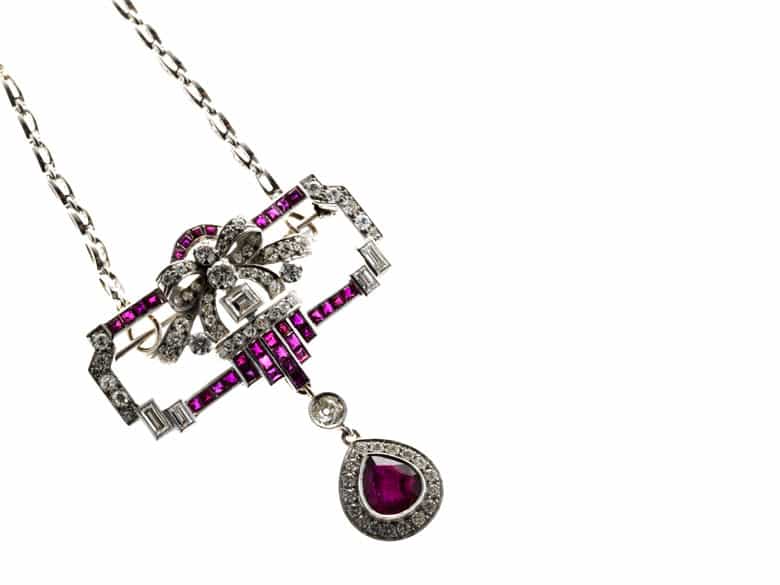 Detailabbildung: Rubin-Diamantbrosche/ Collier