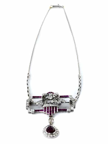 Detailabbildung: Rubin-Diamantbrosche/ Collier