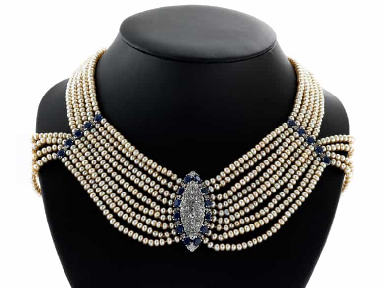 Detailabbildung: Perl-Saphir-Diamantcollier