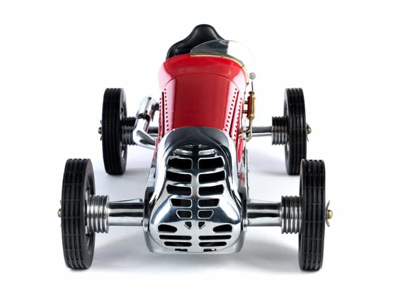 Detailabbildung: Modell eines ferrariroten Hot Rod „Spindizzi“