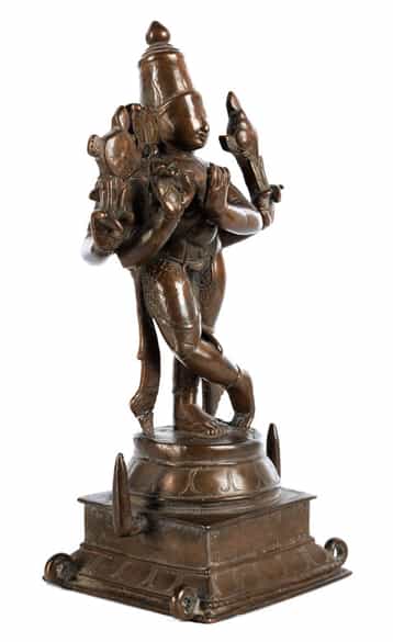 Detailabbildung: Indische Bronzefigur des Gottes Krishna