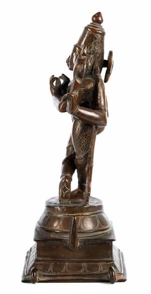 Detailabbildung: Indische Bronzefigur des Gottes Krishna