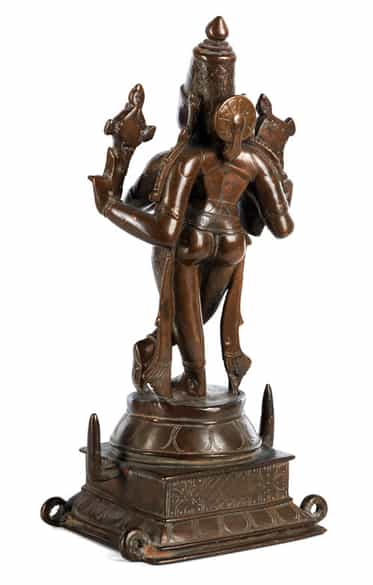 Detailabbildung: Indische Bronzefigur des Gottes Krishna