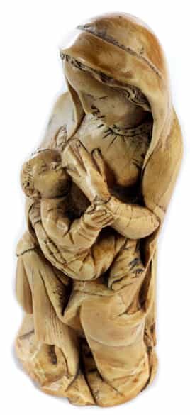 Detailabbildung: Elfenbeinschnitzfigur einer Maria lactans