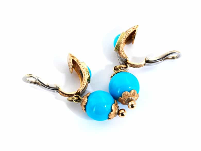 Detailabbildung: Türkis-Brillantohrclipse CAZZANIGA