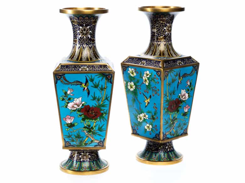 Detailabbildung: Paar große Cloisonné-Vasen