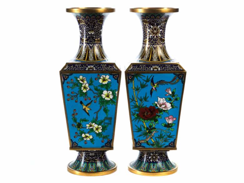 Detailabbildung: Paar große Cloisonné-Vasen