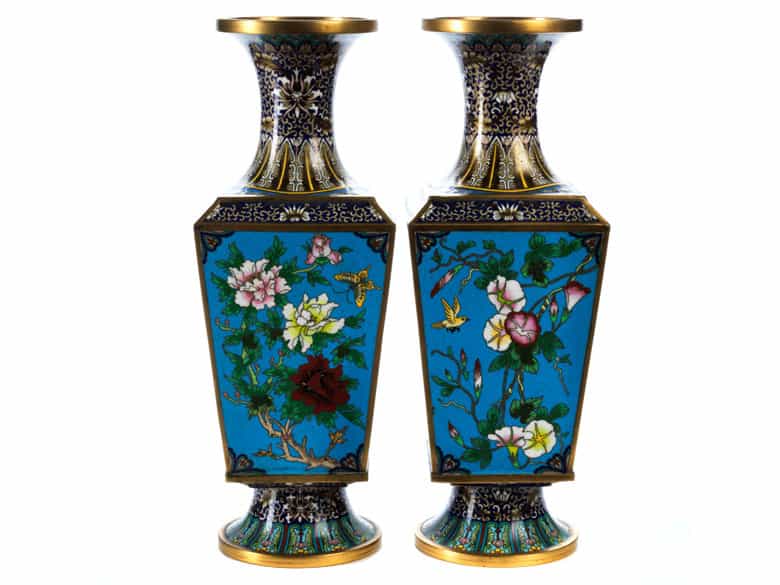 Detailabbildung: Paar große Cloisonné-Vasen