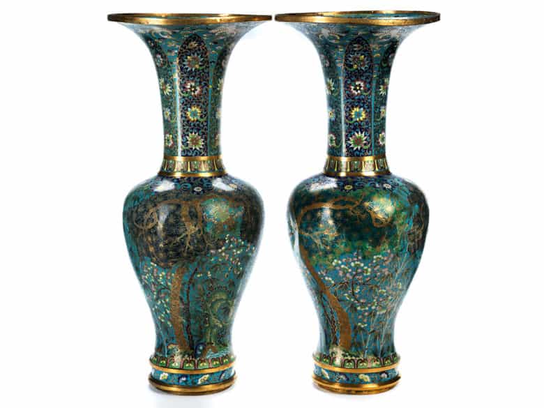 Detailabbildung: Paar Cloisonné-Vasen