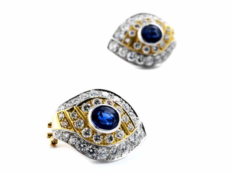 Detailabbildung: Saphir-Brillantohrringe