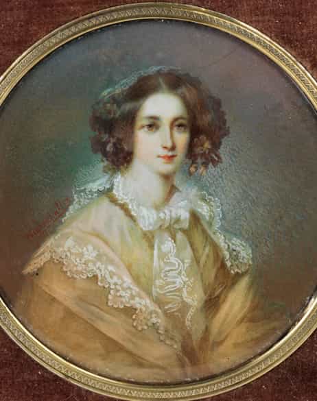 Detailabbildung: Miniaturbildnis einer Dame, signiert „Winterhalter“ (1805 – 1873)