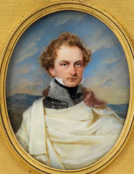 Detailabbildung: Äußerst qualitätvolles Miniaturbildnis eines blonden Herren