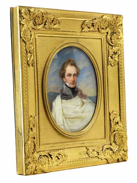 Detailabbildung: Äußerst qualitätvolles Miniaturbildnis eines blonden Herren