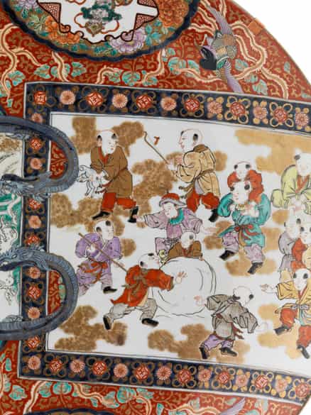 Detailabbildung: Sehr große Imari-Porzellanplatte
