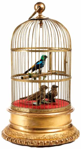 Detailabbildung: Großer Singvogelautomat mit Käfig