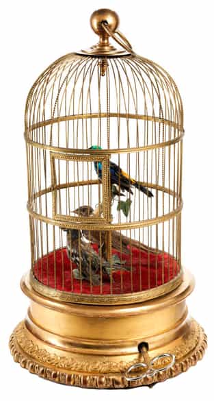 Detailabbildung: Großer Singvogelautomat mit Käfig