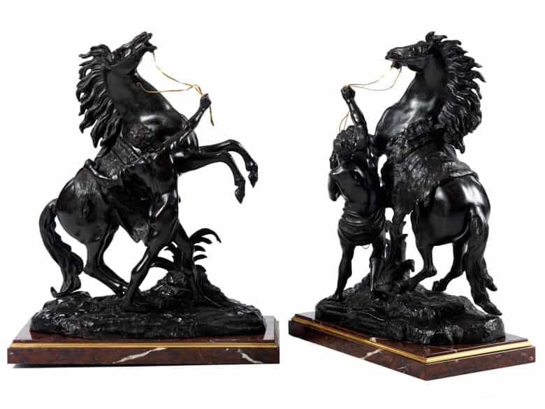 Detailabbildung: Paar Pferdebronzen nach Modell von Guillaume Coustou (1677–1746)