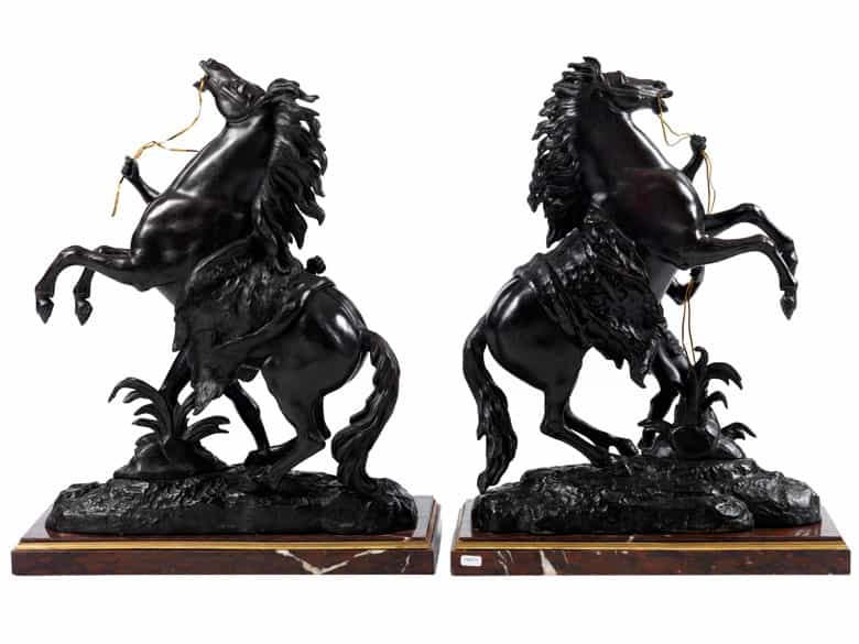Detailabbildung: Paar Pferdebronzen nach Modell von Guillaume Coustou (1677–1746)
