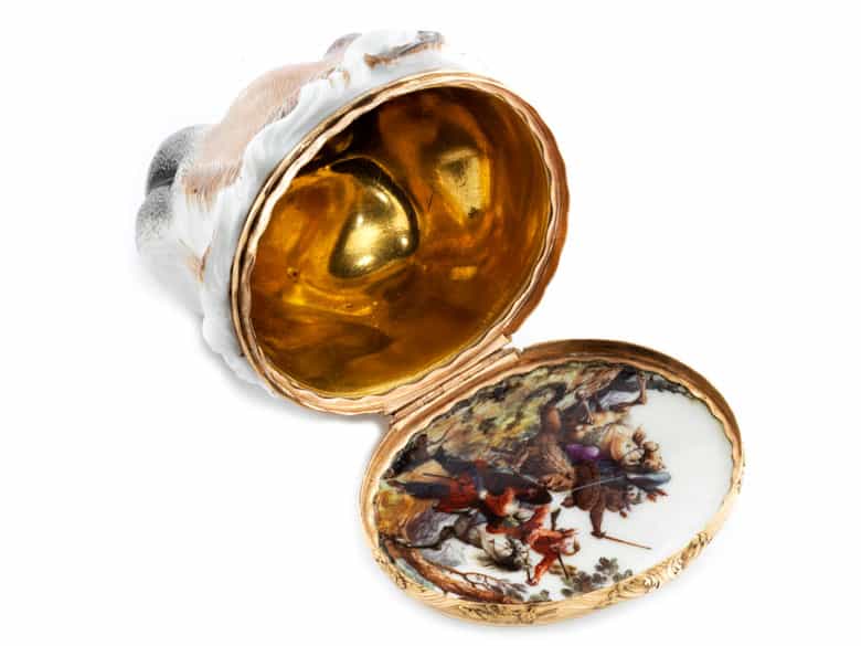 Detailabbildung: Porzellandose in Form eines Löwenkopfes