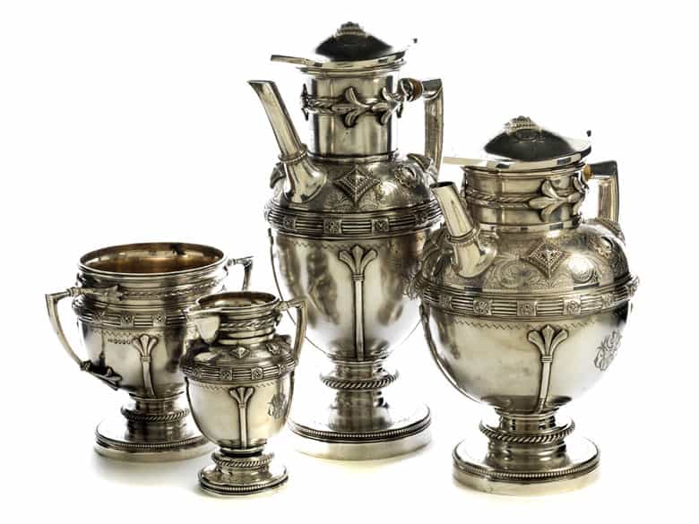 Detailabbildung: Silbernes Londoner Tee- und Kaffeeservice