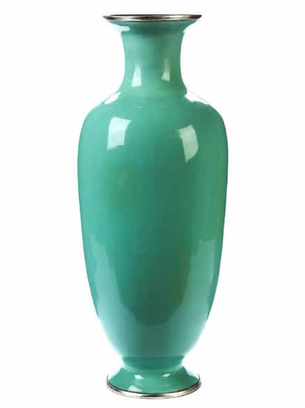 Detailabbildung: Japanische emaillierte Vase mit Reiherdekor