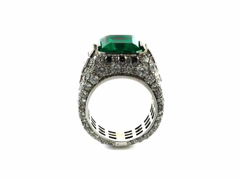 Detailabbildung: Smaragd-Diamantring