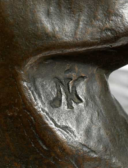 Detailabbildung: Japanische Bronzefigur einer Badenden