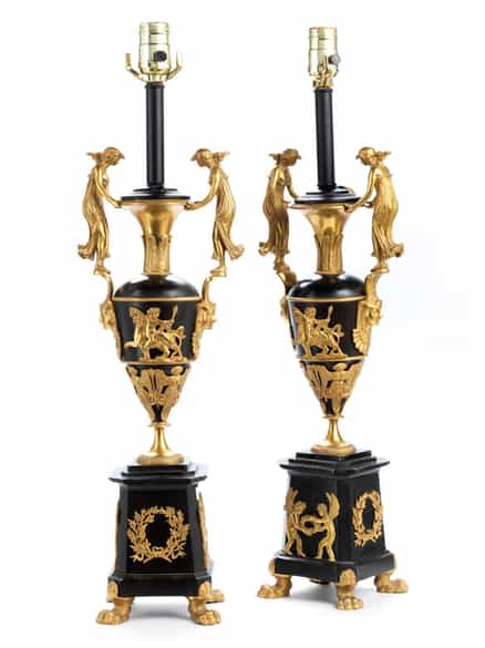 Detailabbildung: Paar russische Bronzelampen