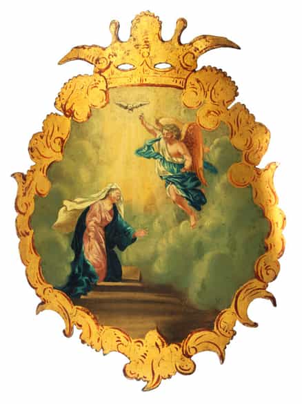 Detailabbildung: Satz von fünf Wandappliken bzw. Kusstafeln mit Szenen aus dem Leben von Maria und Jesu