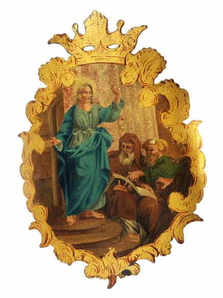 Detailabbildung: Satz von fünf Wandappliken bzw. Kusstafeln mit Szenen aus dem Leben von Maria und Jesu