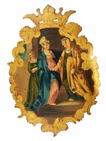 Detailabbildung: Satz von fünf Wandappliken bzw. Kusstafeln mit Szenen aus dem Leben von Maria und Jesu