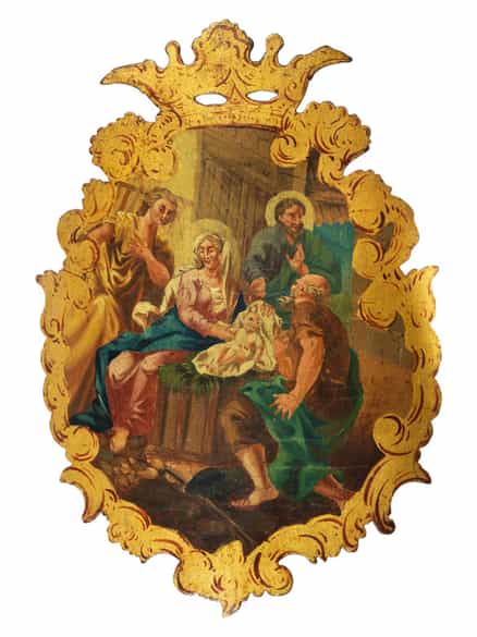 Detailabbildung: Satz von fünf Wandappliken bzw. Kusstafeln mit Szenen aus dem Leben von Maria und Jesu