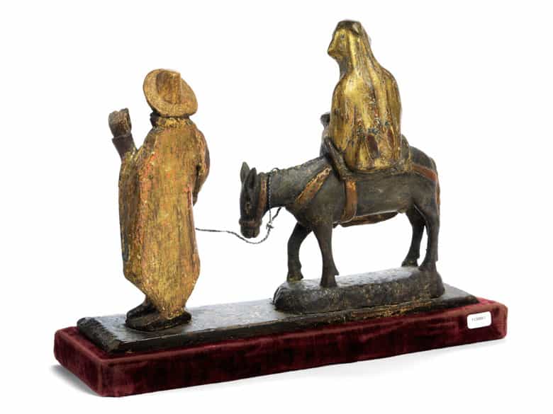 Detailabbildung: Schnitzfigurengruppe Flucht nach Ägypten 