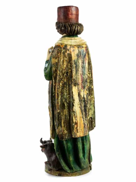 Detailabbildung: Schnitzfigur des Heiligen Apostels Lukas