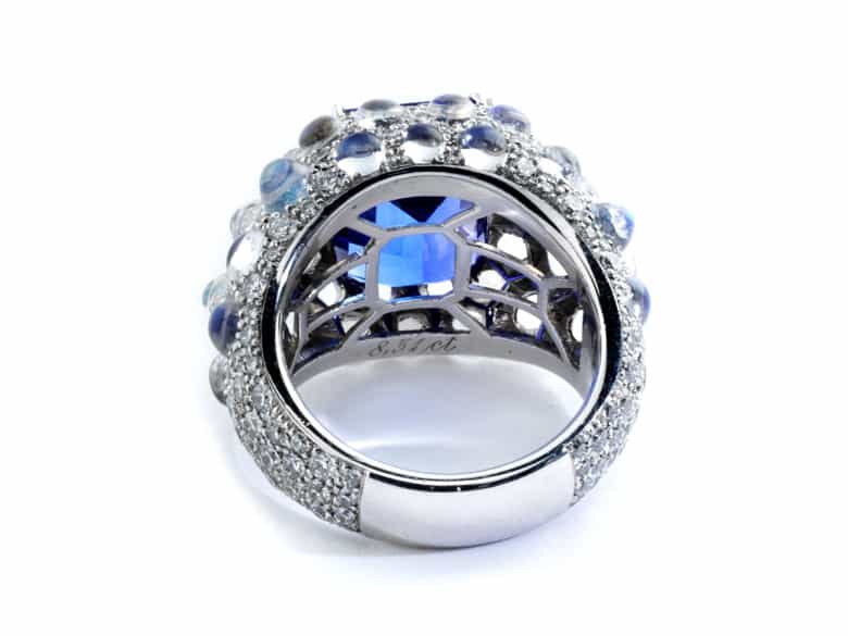 Detailabbildung: Tansanit-Mondstein-Brillantring von Michele della Valle