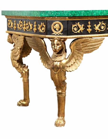 Detailabbildung: Außergewöhnlicher Malachittisch im Empire-Stil