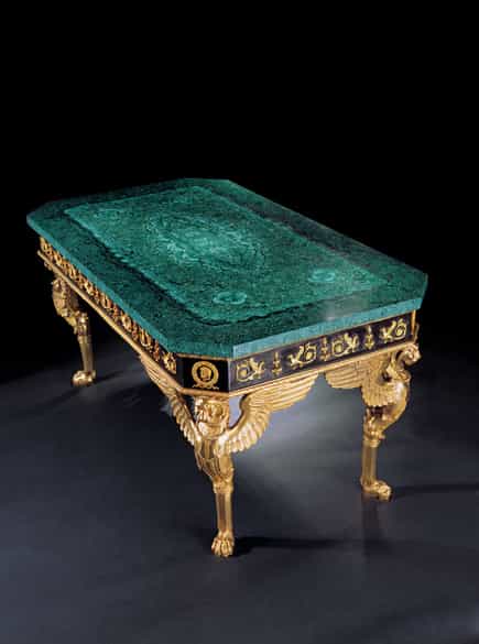 Detailabbildung: Außergewöhnlicher Malachittisch im Empire-Stil