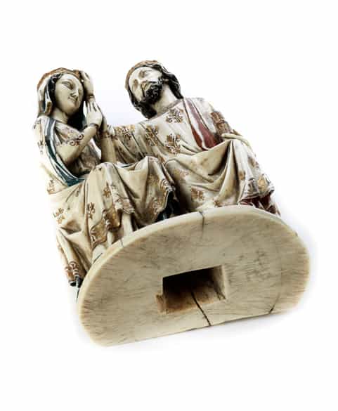 Detailabbildung: Elfenbeingruppe der Marienkrönung