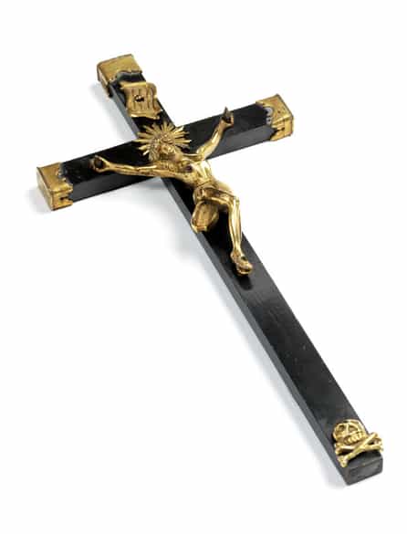 Detailabbildung: Ebonisiertes Handkreuz mit vergoldetem Corpus Christi