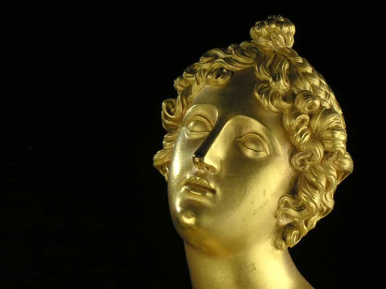 Detailabbildung: Feuervergoldete französische Kaminuhr von Michelez, Paris