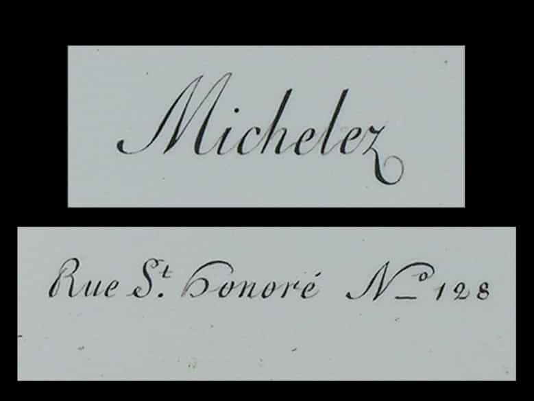 Detailabbildung: Feuervergoldete französische Kaminuhr von Michelez, Paris