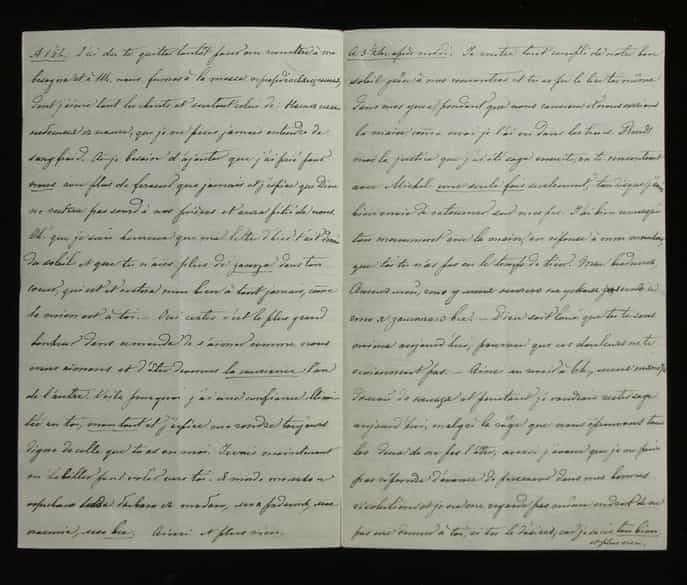 Detailabbildung: Brief Nr. 42 der Korrespondenz des Zaren Alexander II. von Russland an Ekaterina Dolorukaya (der späteren Prinzessin Jurjewskaya) in französischer Sprache. 