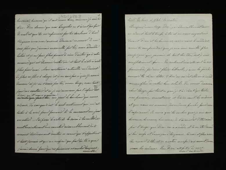 Detailabbildung: Brief Nr. 42 der Korrespondenz des Zaren Alexander II. von Russland an Ekaterina Dolorukaya (der späteren Prinzessin Jurjewskaya) in französischer Sprache. 