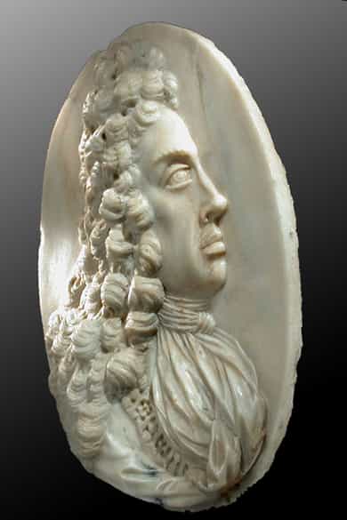 Detailabbildung: Bedeutende Marmor Bildnisreliefplatte König Joseph I. von Paul Strudel um 1648 in Cles/Italien - 1708 Wien