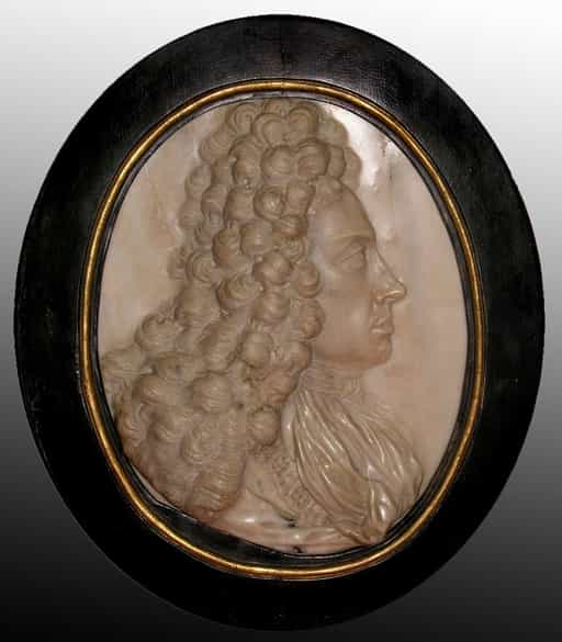 Detailabbildung: Bedeutende Marmor Bildnisreliefplatte König Joseph I. von Paul Strudel um 1648 in Cles/Italien - 1708 Wien