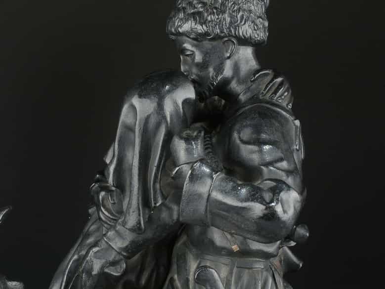 Detailabbildung: Reiterfigurengruppe in Eisenguss