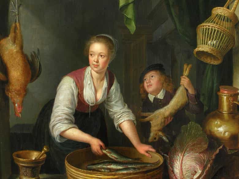 Detailabbildung: Gerrit Dou 1613 - 1675 KÖCHIN AM FENSTER 