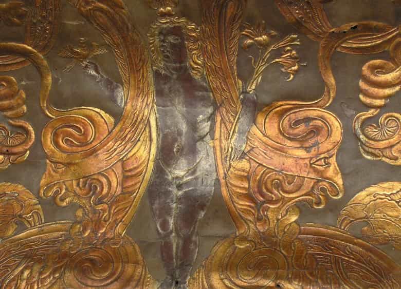 Detailabbildung: Große italienische Schatulle in Truhenform