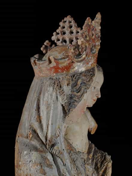 Detailabbildung: Madonna aus der Werkstatt des Seeoner Meisters, 15. Jahrhundert